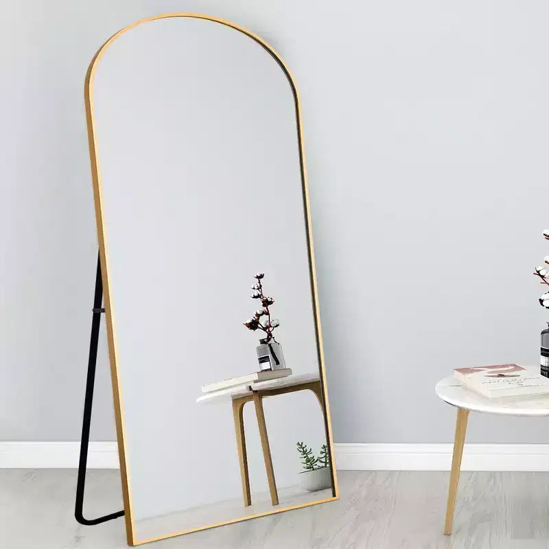 Dovelina Miroir sur pied en métal avec cadre moderne, miroir pleine longueur, miroir mural, miroir à poser