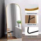 Dovelina Miroir sur pied en métal avec cadre moderne, miroir pleine longueur, miroir mural, miroir à poser