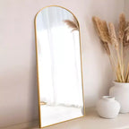 Dovelina Miroir sur pied en métal avec cadre moderne, miroir pleine longueur, miroir mural, miroir à poser