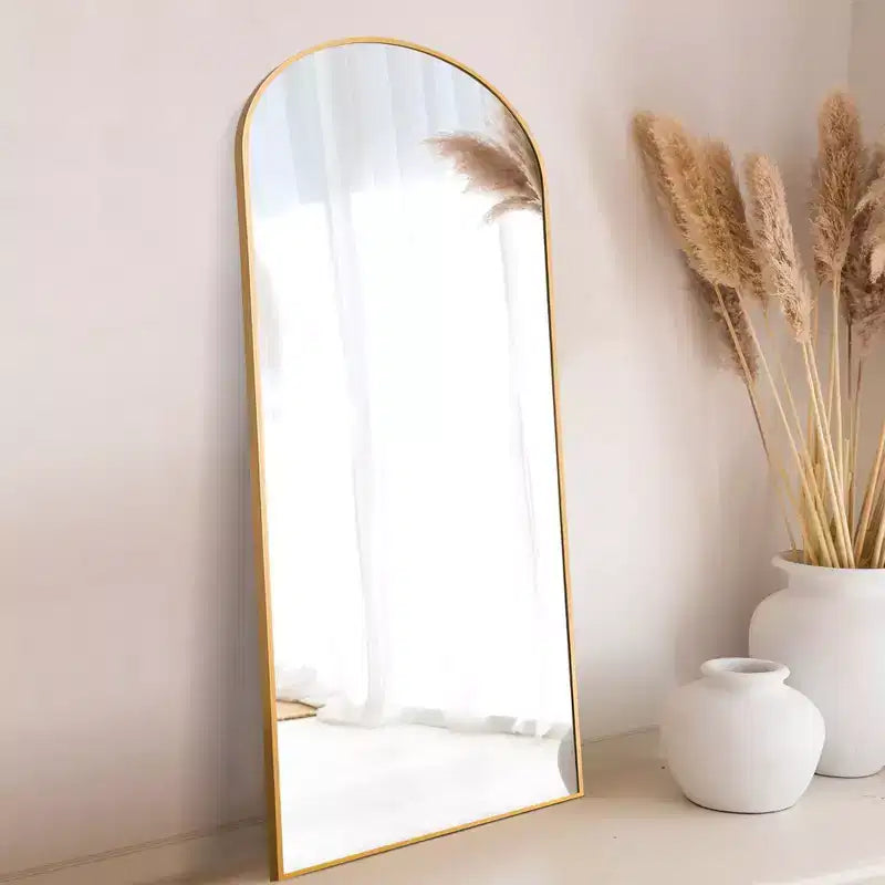 Dovelina Miroir sur pied en métal avec cadre moderne, miroir pleine longueur, miroir mural, miroir à poser