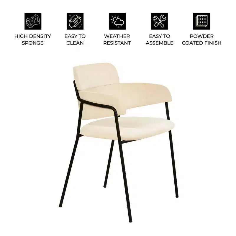 Chaise de salle à manger LeisureMod Axis rembourrée - Siège d'appoint moderne avec pieds durables en acier inoxydable à revêtement en poudre pour cuisine, salle à manger, bureau et salon.