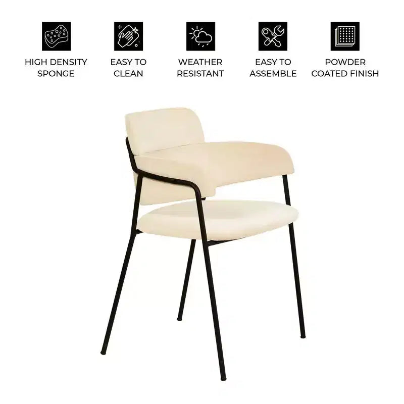 Chaise de salle à manger LeisureMod Axis rembourrée - Siège d'appoint moderne avec pieds durables en acier inoxydable à revêtement en poudre pour cuisine, salle à manger, bureau et salon.
