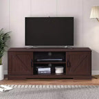Meuble TV de ferme AndMakers de 150 cm pour téléviseurs jusqu'à 150 cm avec 2 armoires de rangement, meuble console TV en bois avec portes coulissantes de style grange et espace de rangement