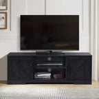 Meuble TV de ferme AndMakers de 150 cm pour téléviseurs jusqu'à 150 cm avec 2 armoires de rangement, meuble console TV en bois avec portes coulissantes de style grange et espace de rangement