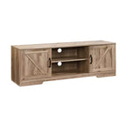 Meuble TV de ferme AndMakers de 150 cm pour téléviseurs jusqu'à 150 cm avec 2 armoires de rangement, meuble console TV en bois avec portes coulissantes de style grange et espace de rangement