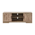 Meuble TV de ferme AndMakers de 150 cm pour téléviseurs jusqu'à 150 cm avec 2 armoires de rangement, meuble console TV en bois avec portes coulissantes de style grange et espace de rangement