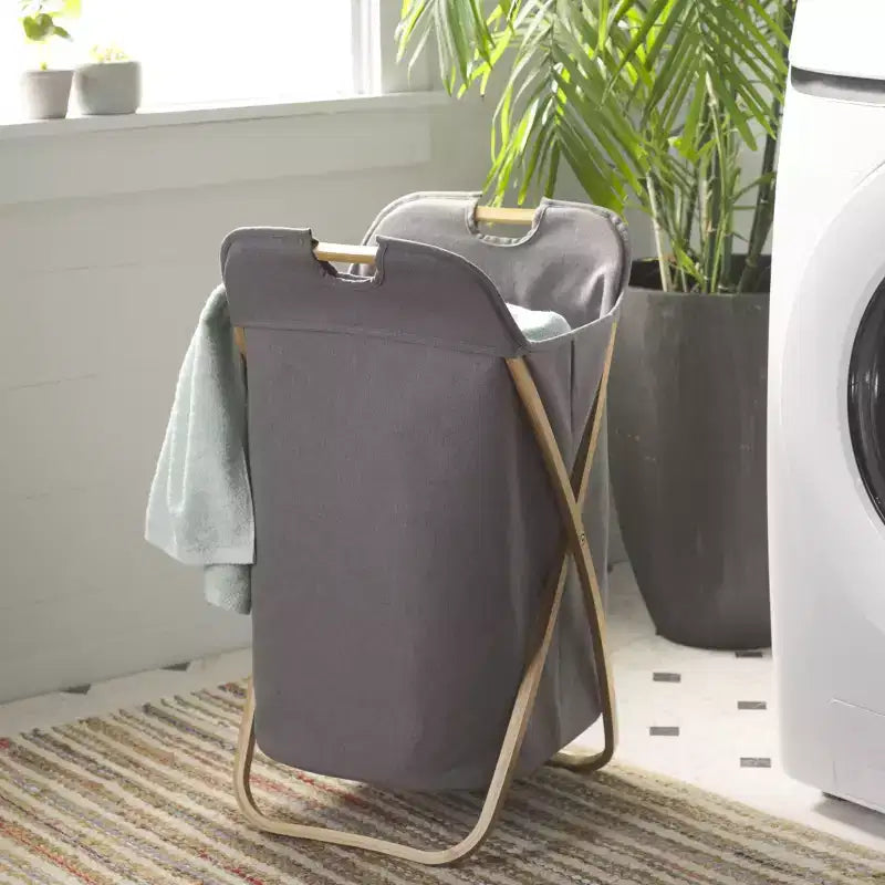 Panier à Linge Pliable Quinne - STG1906 - Naturel/Gris - Safavieh