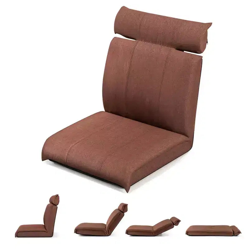 Chaise de sol pliable Costway avec dossier réglable sur 14 positions et appui-tête réglable