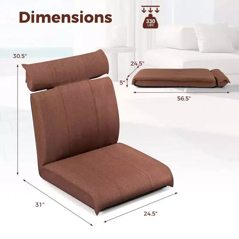 Chaise de sol pliable Costway avec dossier réglable sur 14 positions et appui-tête réglable