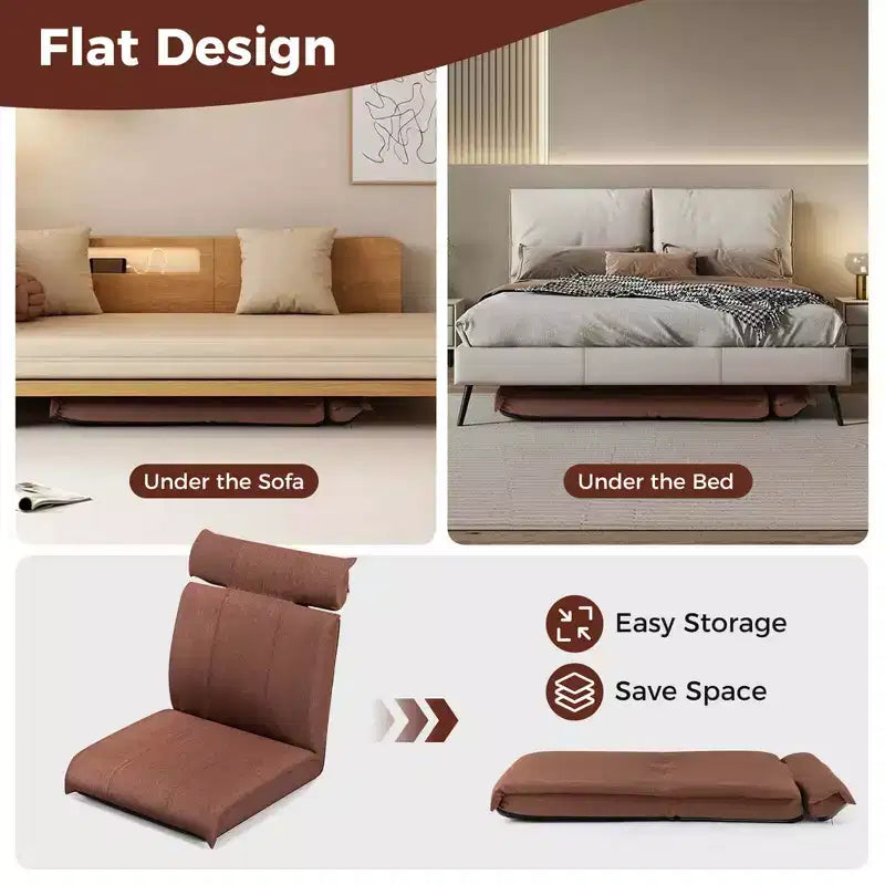 Chaise de sol pliable Costway avec dossier réglable sur 14 positions et appui-tête réglable