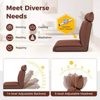 Chaise de sol pliable Costway avec dossier réglable sur 14 positions et appui-tête réglable