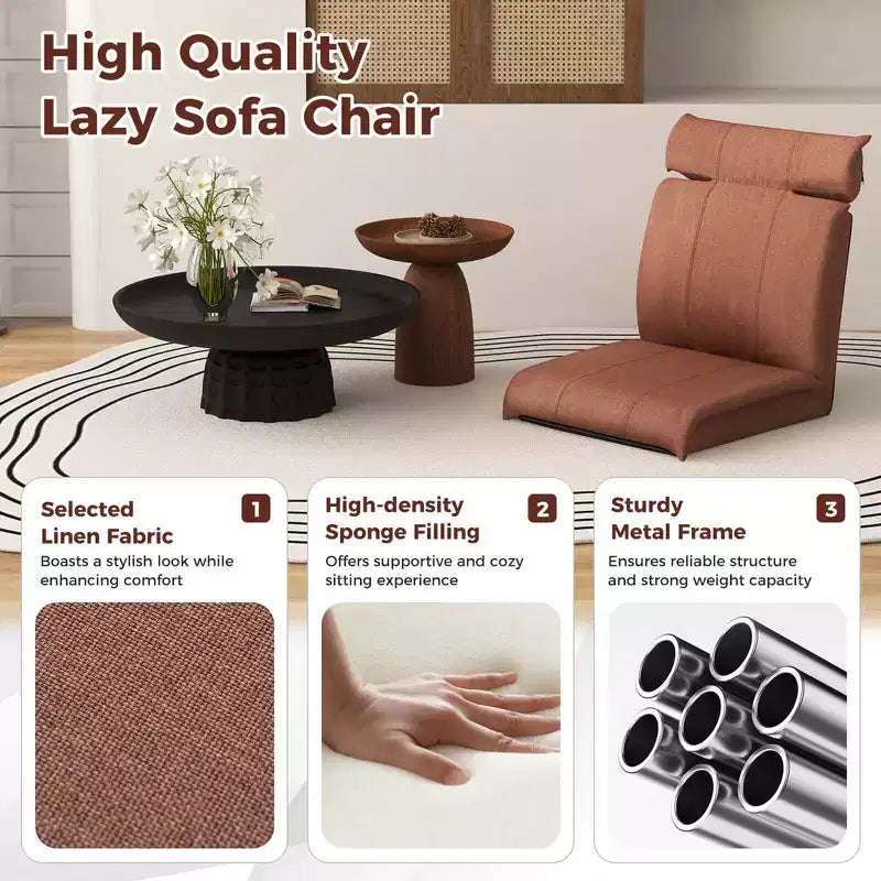 Chaise de sol pliable Costway avec dossier réglable sur 14 positions et appui-tête réglable