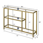 Neutypechic Table console étroite moderne en métal, table d'entrée rectangulaire avec rangement, structure en fer, plateau en verre trempé - 40 x 9