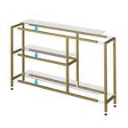 Neutypechic Table console étroite moderne en métal, table d'entrée rectangulaire avec rangement, structure en fer, plateau en verre trempé - 40 x 9