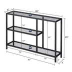 Neutypechic Table console étroite moderne en métal, table d'entrée rectangulaire avec rangement, structure en fer, plateau en verre trempé - 40 x 9