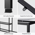 Neutypechic Table console étroite moderne en métal, table d'entrée rectangulaire avec rangement, structure en fer, plateau en verre trempé - 40 x 9