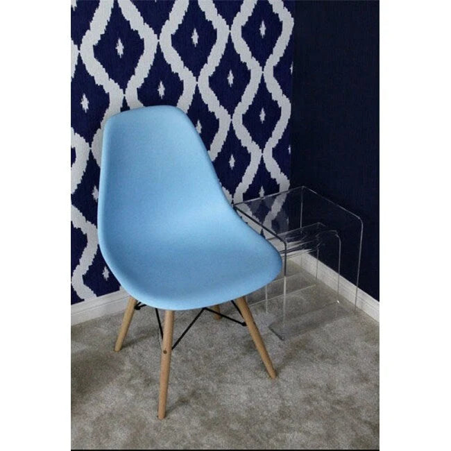 Set of 2 Mid-Century Modern Dining Chairs Armless Plastic Shell Seat with Natural Wooden Eiffel Leg Base, Red