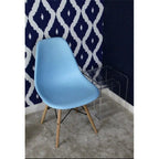 Set of 2 Mid-Century Modern Dining Chairs Armless Plastic Shell Seat with Natural Wooden Eiffel Leg Base, Red