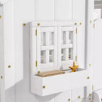 Lit Superposé Jumeau sur Jumeau Maison avec Toit, Échelle, Garde-Corps de Sécurité, Porte, Fenêtre, Cadre de Lit Superposé Jumeau, Cadre de Lit en Bois pour Enfants et Adolescents