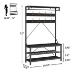 Porte-manteau banc à chaussures Garvee, style industriel, avec rangement pour entrée, aspect bois, grand banc à chaussures avec étagère de rangement et barre de suspension