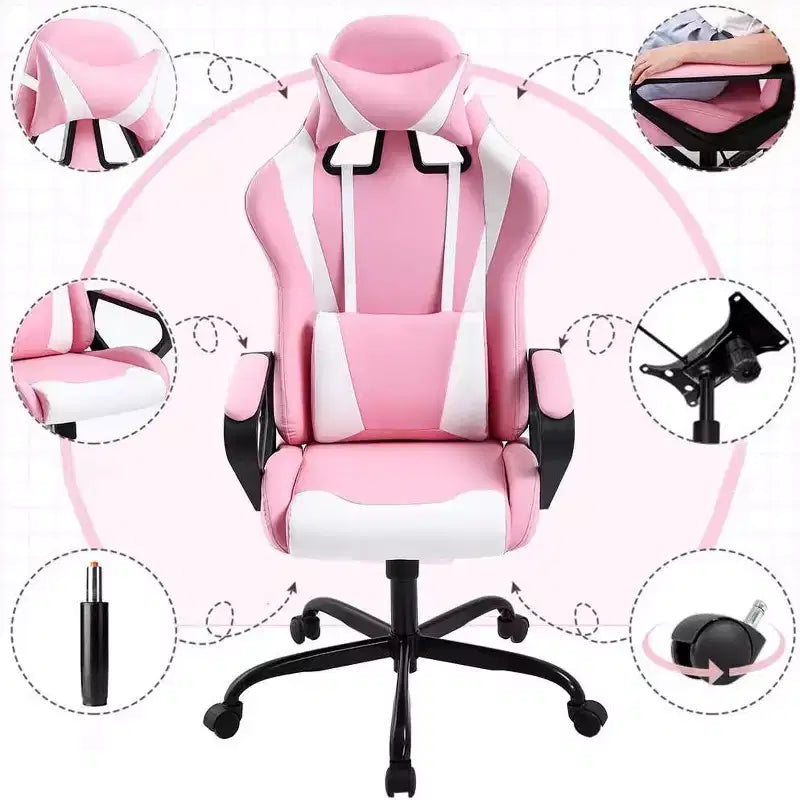 FDW Chaise de Bureau Chaise Gaming Chaise de Bureau Fauteuil de Direction avec Support Lombaire Tabouret Réglable Chaise d'Ordinateur Pivotante à Roulettes