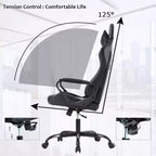 FDW Chaise de Bureau Chaise Gaming Chaise de Bureau Fauteuil de Direction avec Support Lombaire Tabouret Réglable Chaise d'Ordinateur Pivotante à Roulettes