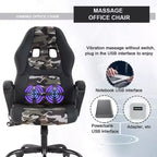 FDW Chaise de bureau gamer, Chaise de bureau ergonomique avec massage, Fauteuil de bureau en cuir PU avec support lombaire, appui-tête et accoudoirs
