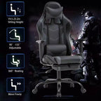 FDW Chaise de Bureau Gaming Fauteuil de Bureau Chaise de Direction Ergonomique en Cuir PU à Dossier Haut avec Support Lombaire et Repose-Pieds