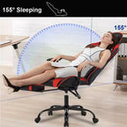 FDW Chaise de Bureau Gaming Fauteuil de Bureau Chaise de Direction Ergonomique en Cuir PU à Dossier Haut avec Support Lombaire et Repose-Pieds