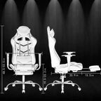 FDW Chaise de Bureau Gaming Fauteuil de Bureau Chaise de Direction Ergonomique en Cuir PU à Dossier Haut avec Support Lombaire et Repose-Pieds