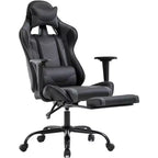 FDW Chaise de Bureau Gaming Fauteuil de Bureau Chaise de Direction Ergonomique en Cuir PU à Dossier Haut avec Support Lombaire et Repose-Pieds