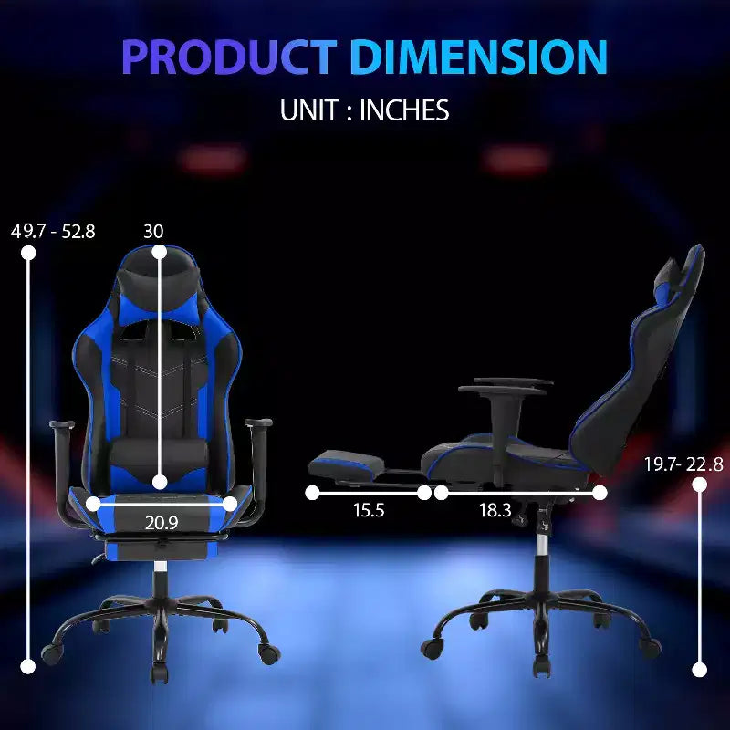 FDW Racing Gaming Chair Video Game Chairs with Computer Desk PU Leather Headrest Lumbar Support & 360-Swivel Seat