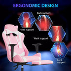 FDW Racing Gaming Chair Video Game Chairs with Computer Desk PU Leather Headrest Lumbar Support & 360-Swivel Seat