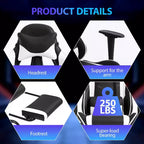 FDW Racing Gaming Chair Video Game Chairs with Computer Desk PU Leather Headrest Lumbar Support & 360-Swivel Seat
