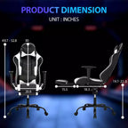 FDW Racing Gaming Chair Video Game Chairs with Computer Desk PU Leather Headrest Lumbar Support & 360-Swivel Seat
