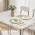 VECELO Dining Table Set, Kitchen Table with 2/4 Chairs, Metal and Wood Rectangular 3/5-Piece Dining Set