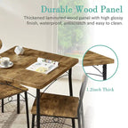 VECELO Dining Table Set, Kitchen Table with 2/4 Chairs, Metal and Wood Rectangular 3/5-Piece Dining Set
