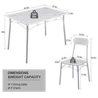 VECELO Dining Table Set, Kitchen Table with 2/4 Chairs, Metal and Wood Rectangular 3/5-Piece Dining Set