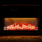 WAMPAT Insert de cheminée électrique en verre 3 faces de 36 pouces Noir
