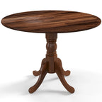 Table de salle à manger en bois avec plateau rond et pieds en tréteaux incurvés - 39.37 x 39.37 x 28.74
