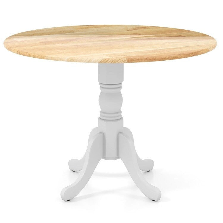 Wooden Dining Table with Round Tabletop and Curved Trestle Legs - 39.37 x 39.37 x 28.74