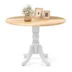 Table de salle à manger en bois avec plateau rond et pieds en tréteaux incurvés - 39.37 x 39.37 x 28.74