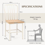 Armless Spindle Back Dining Chair Set of 2 with Ergonomic Seat-Black - 22 x 18 x 37