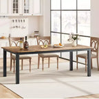 Table à manger industrielle pour 6 à 8 personnes, grande table de cuisine de 200 cm, table à manger en bois, table de cuisine et de salle à manger, table de salle à manger rectangulaire pour 6 personnes