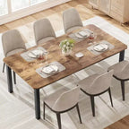 Table à manger industrielle pour 6 à 8 personnes, grande table de cuisine de 200 cm, table à manger en bois, table de cuisine et de salle à manger, table de salle à manger rectangulaire pour 6 personnes