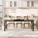 Table à manger industrielle pour 6 à 8 personnes, grande table de cuisine de 200 cm, table à manger en bois, table de cuisine et de salle à manger, table de salle à manger rectangulaire pour 6 personnes