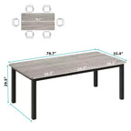 Table à manger industrielle pour 6 à 8 personnes, grande table de cuisine de 200 cm, table à manger en bois, table de cuisine et de salle à manger, table de salle à manger rectangulaire pour 6 personnes