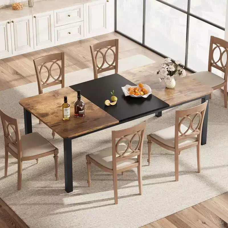 Industrial Dining Table for 6~8 People, 78.7 Long Kitchen Table,Wood Dining Table, Kitchen & Dining Room Table, Rectangle Dining Room Table for 6