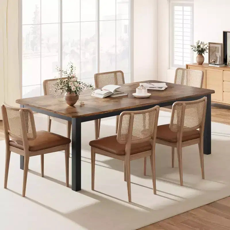 Table à manger industrielle pour 6 à 8 personnes, grande table de cuisine de 200 cm, table à manger en bois, table de cuisine et de salle à manger, table de salle à manger rectangulaire pour 6 personnes