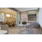 Stackable Mid Century Modern Crystal Clear Side Chairs Dining Living Room Transparent No Arms Accent Desk